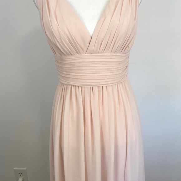 Bill Levkoff Shell Pink Chiffon Sleeveless A Line Dress Style 7140 Size 6 New - Picture 5 of 16